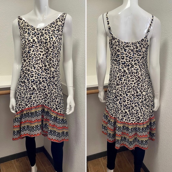 Cabi 🐆 Festive Safari Leopard Print Ruffle Slip On Dress Sz XS - Picture 2 of 9